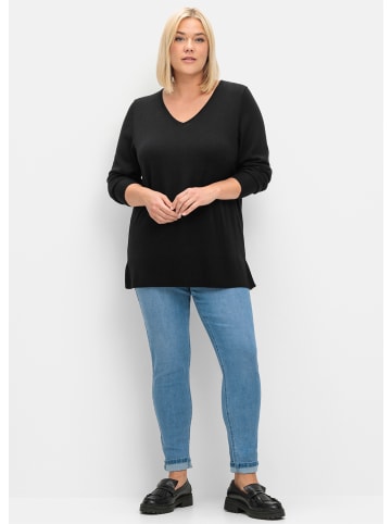 sheego Strickpullover in schwarz
