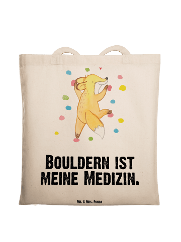 Mr. & Mrs. Panda Tragetasche Fuchs Bouldern mit Spruch in Creme