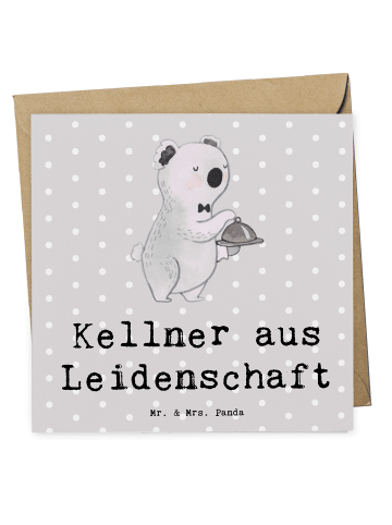 Mr. & Mrs. Panda Deluxe Karte Kellner Leidenschaft mit Spruch in Grau Pastell