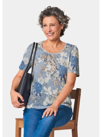 GOLDNER Kurzgröße:  Druckshirt mit Perlen in kitt / blau