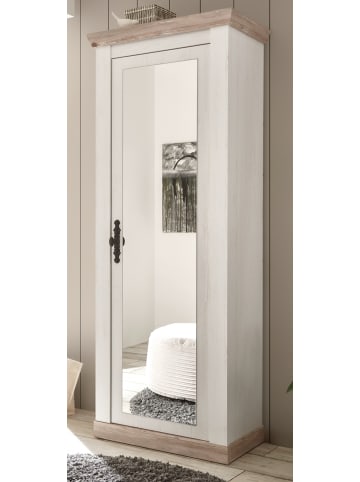 Furn.Design Garderobenschrank Pinie weiß, Oslo Pinie Landhaus, Schuhschrank mit Spiegel