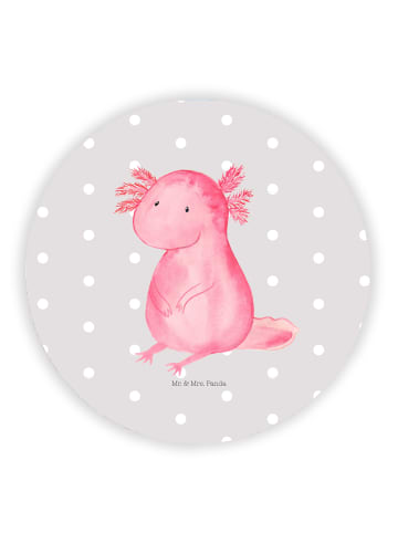 Mr. & Mrs. Panda Rund Magnet Axolotl null ohne Spruch in Grau Pastell