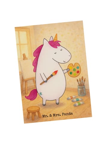Mr. & Mrs. Panda Postkarte Einhorn Künstler Design ohne Spruch in Weiß