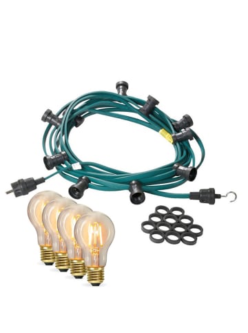 SATISFIRE Garten Party Lichterkette Illu 20x LED Edison Filament 20m grün