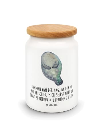 Mr. & Mrs. Panda Aufbewahrungsdose Seekuh Happy mit Spruch in Weiß