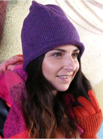 styleBREAKER Oversize Strickbeanie mit Rollrand in Violett