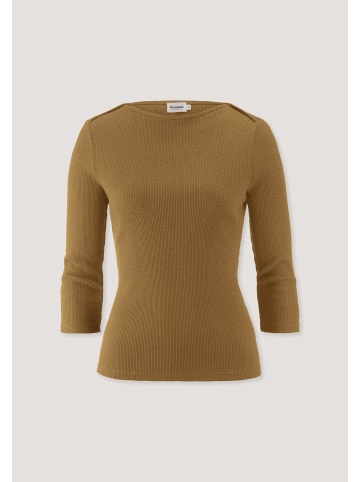 Hessnatur Hessnatur Boatneck Longsleeve Slim aus Bio-Baumwolle in bernstein