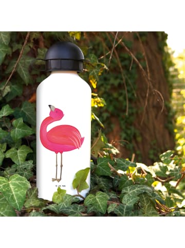 Mr. & Mrs. Panda Alu Trinkflasche Flamingo Stolz ohne Spruch in Weiß