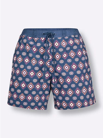 WITT WEIDEN Badeshorts in jeansblau-orange-bedruckt