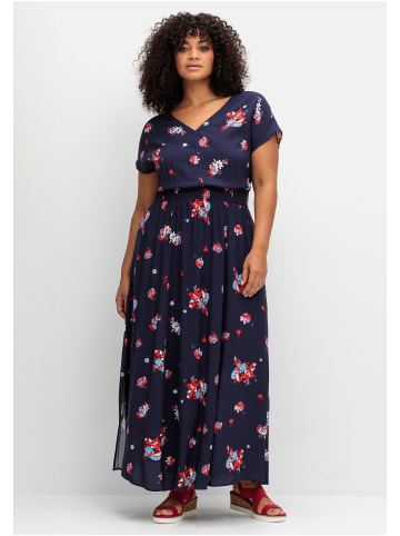 sheego Maxikleid in marine gemustert