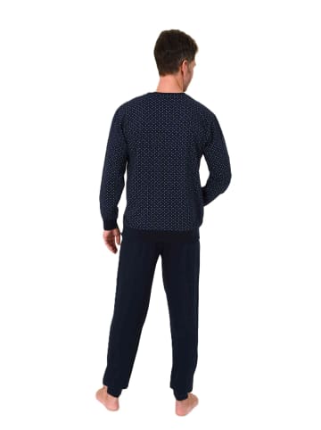 NORMANN Langarm Schlafanzug Pyjama Bündchen Minimalprint in gelb