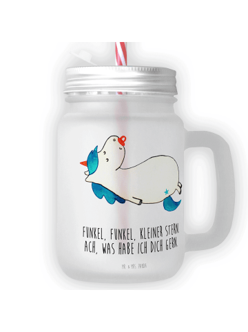 Mr. & Mrs. Panda Partyglas Einhorn Schnuller mit Spruch in Transparent
