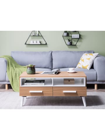 Beliani Couchtisch ALLOA in Braun/Weiß - (W) 60 x (H) 45 x (L) 100 cm