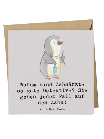 Mr. & Mrs. Panda Deluxe Karte Zahnarzt Detektiv mit Spruch in Grau Pastell