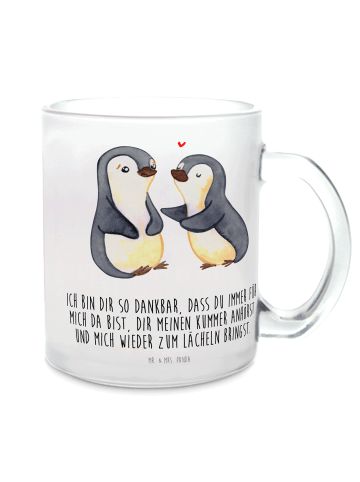 Mr. & Mrs. Panda Teetasse Pinguine trösten mit Spruch in Transparent