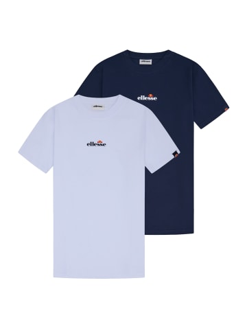 ellesse T-Shirt 2er Pack in Weiß/Dunkelblau