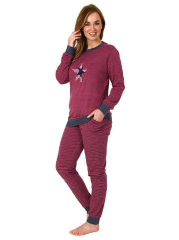 NORMANN interlock Pyjama Bündchen und Sternen - 69552 in beere