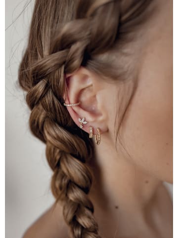 Hey Happiness Vergold. Ohrringe Creolen Baguette 925 Sterlingsilber in Gold - (D) 0,9 cm