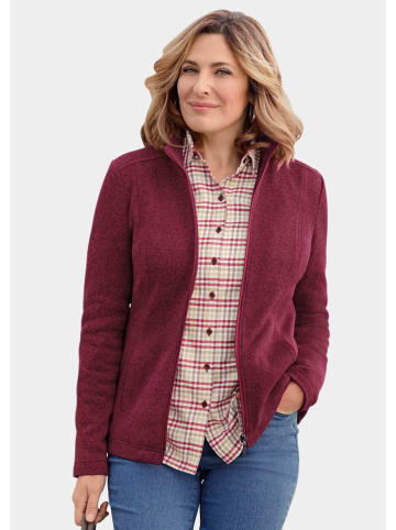 GOLDNER Kuschelweiche Strickfleece-Jacke in merlot / melange