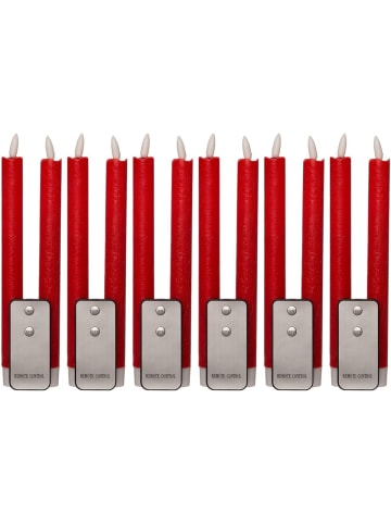 Novaliv Stabkerzen LED mit Timer ROT 12 Stück indoor - 6 Stunden - ECHTWACHS 2 in Rot