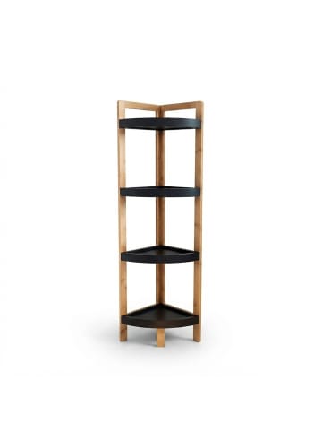 relaxdays Bambus-Eckregal "4 Ablagen" in Natur/ Schwarz - (B)23 x (H)105,5 x (T)23 cm