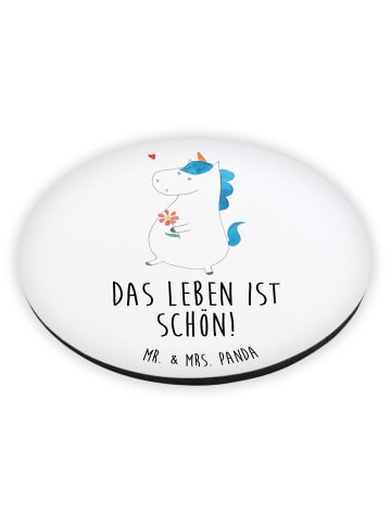 Mr. & Mrs. Panda Rund Magnet Einhorn Spaziergang mit Spruch in Weiß