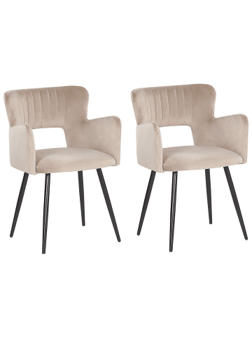 Beliani 2er-Set Esszimmerstuhl SANILAC in Beige/Schwarz/Grau