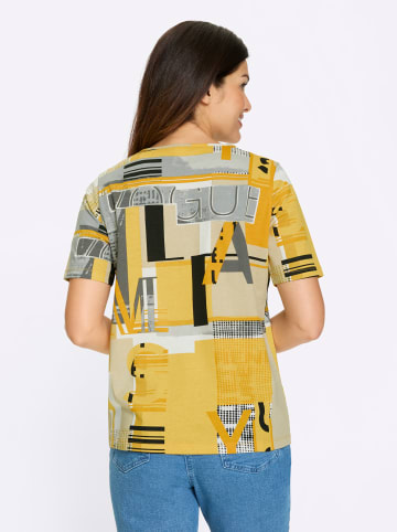 Sieh an! Kurzarmshirt in ocker-sand-bedruckt