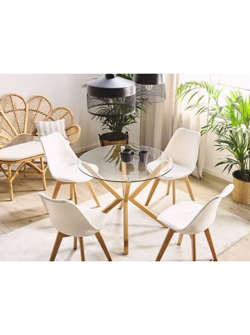 Beliani Esszimmertisch ALTURA in Transparent/Braun - (W) 90 x (H) 75 x (L) 90 cm