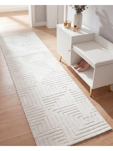 Beliani Kurzflor TAMIREL in Weiß - (W) 80 x (L) 300 cm