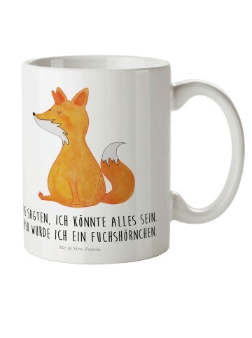 Mr. & Mrs. Panda Kindertasse Einhorn Fuchs mit Spruch in Weiß