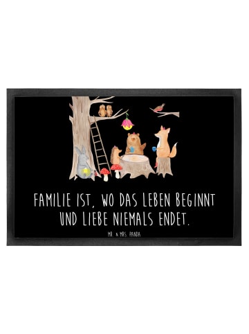 Mr. & Mrs. Panda Schmutzfangmatte Waldtiere Picknick mit Spruch in Schwarz