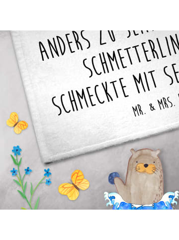 Mr. & Mrs. Panda Handtuch Schmetterling Zitronenfalter mit Spruch in Weiß