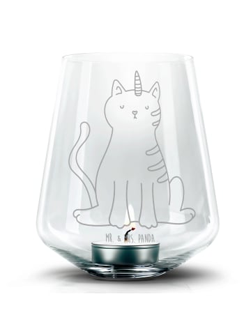 Mr. & Mrs. Panda Gravur Windlicht Einhorn Katze ohne Spruch in Transparent