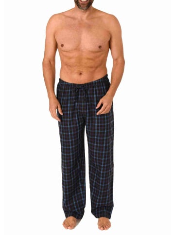 NORMANN Flanell Schlafanzug Pyjama Hose lang Karo Baumwolle - 70792 in schwarz