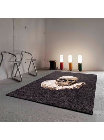 Louis de Poortere Teppich Funny Bones in Schwarz