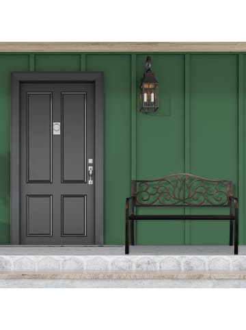 relaxdays Gartenbank in Schwarz/Bronze - (B)127,5 x (H)90 x (T)63 cm