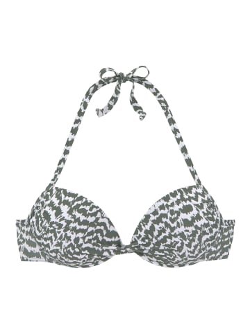 LASCANA Push-Up-Bikini-Top in oliv-bedruckt