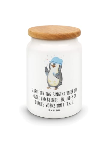 Mr. & Mrs. Panda Lebensmittelbehälter Pinguin Duschen mit Spruch in Weiß
