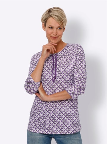 Sieh an! 3/4-Arm-Shirt in ecru-lila-bedruckt