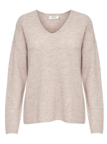 ONLY Warmer Strickpullover Stretch V-Ausschnitt Sweater ONLCAMILLA in Beige