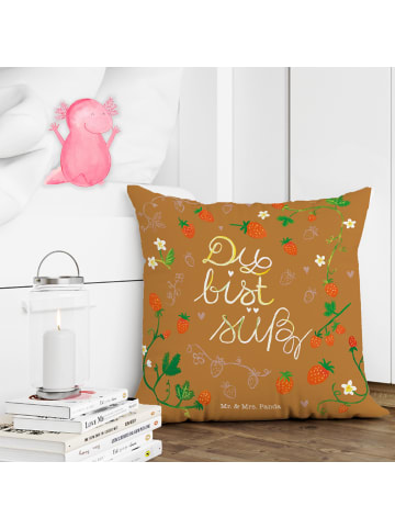 Mr. & Mrs. Panda Kissen 40x40 Erdbeeren Süß mit Spruch in Bunt