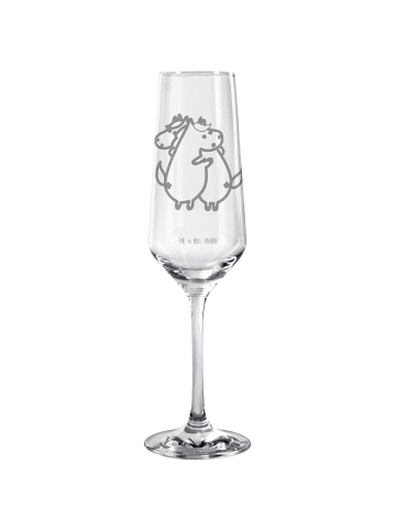 Mr. & Mrs. Panda Graviertes Sektglas Einhorn Mitteilung ohne Spruch in Transparent