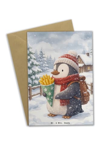 Mr. & Mrs. Panda Grußkarte Pinguin Winter Pommes Design ohne Spruch in Weiß