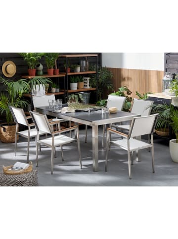 Beliani Esstisch GROSSETO in Grau/Schwarz/Silber - (W) 90 x (H) 74 x (L) 180 cm