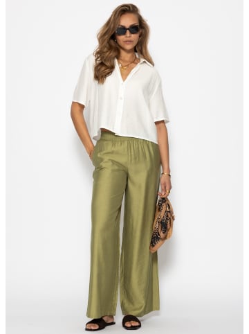 SASSYCLASSY Bluse in Crincle Optik in Weiß