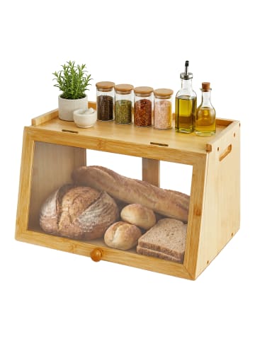 relaxdays Brotkasten in Natur - (B)26 x (H)23 x (T)39 cm