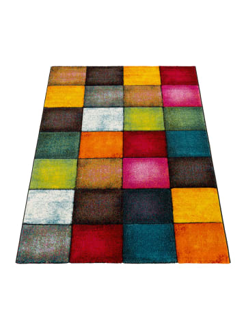 KADIMA DESIGN Teppich Kurzflor Karos Wohnzimmer schmutzabweisend in Mehrfarbig