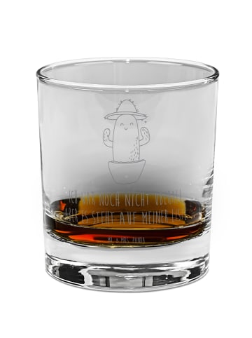 Mr. & Mrs. Panda Whiskey Glas Kaktus Hut mit Spruch in Transparent
