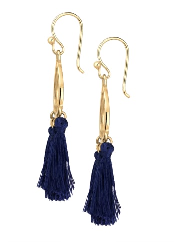 Elli Ohrringe 925 Sterling Silber Boho, Tassel in Dunkelblau